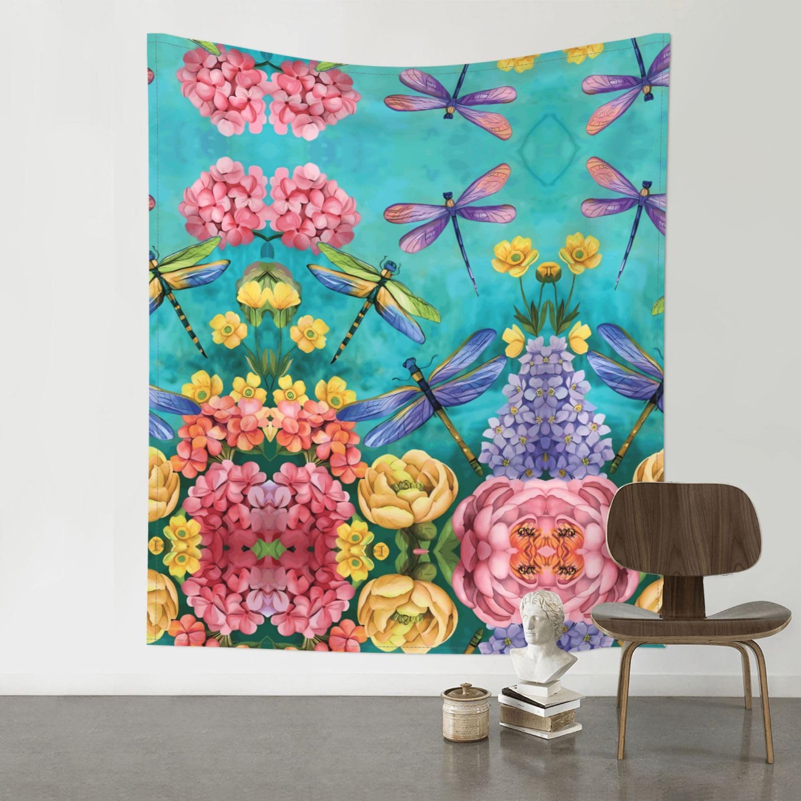 YYHWHJDE Dragonfly Garden Spring Prints Wall Tapestry 60x51in - High-Grade Polyester Throw Blanket for Bedroom, Dorm, Beach & Picnic Decor