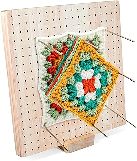 9.25 Inches Rubber Wooden Crochet Blocking Board,Crochet Accessories with 20 Pcs Steel Pins for Knitting Crochet and Granny Squares,Blocking Board for Crochet Knitting and Crochet Projects…