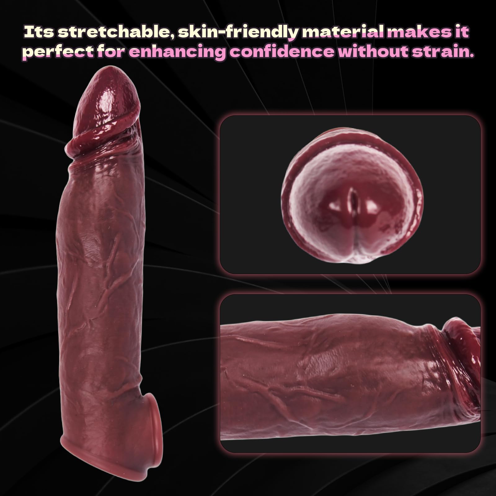 Guaina Fallica Guaina Pene per Uomo con Anelli Prolunghe Ingrandimento | 22cm Silicone Giochi Erotiici per Coppie Dildo Realistico per il Pene con Anello Sexytoysys Giochi Erotici Maschile Sex Toys