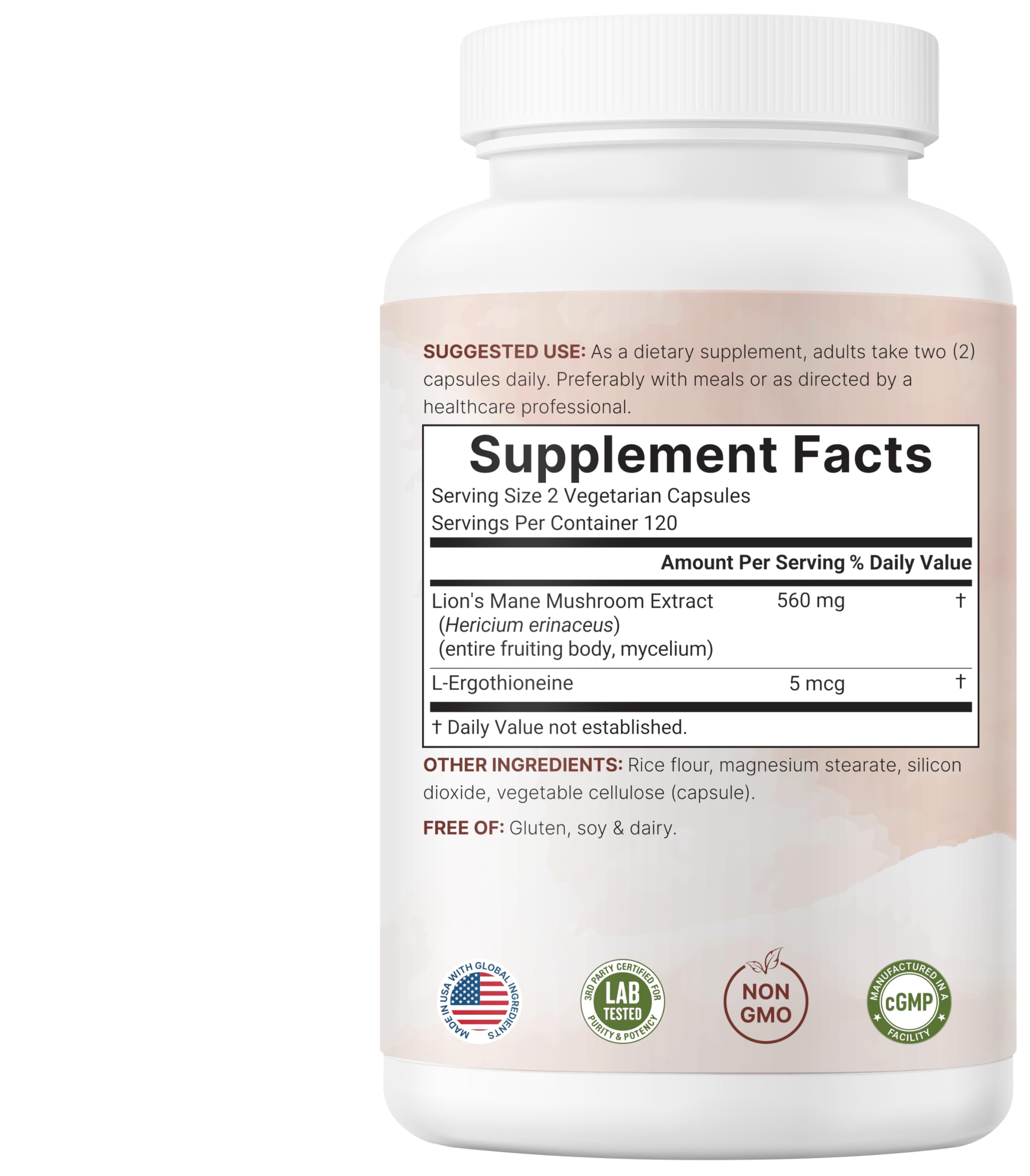 Micro Ingredients Lion’s Mane Extract with L-Ergothioneine, 240 Veggie Caps — Amazon image 6