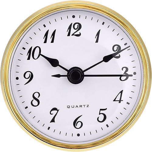 Hicarer Reloj de cuarzo de 2.8 pulgadas/2.756 in, borde dorado, número arábigo, movimiento de cuarzo (borde dorado)