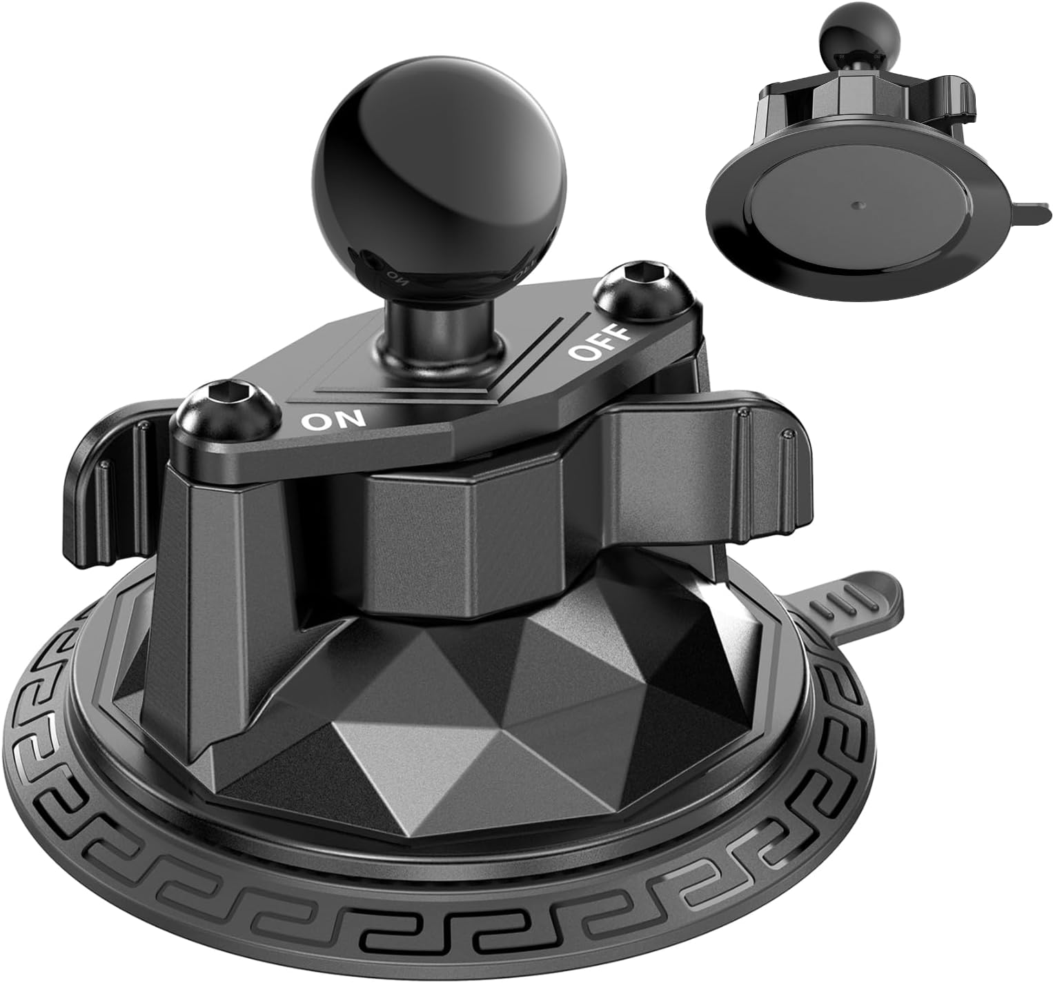 Twist-Lock Suction Cup Mount Compatible with RAM Mounts B Size Double Socket Arm & 1 Inch Ball Camera Phone Holders, Suction Cup Base Suitable for Vehicle Windshields, Metal, Ceramics