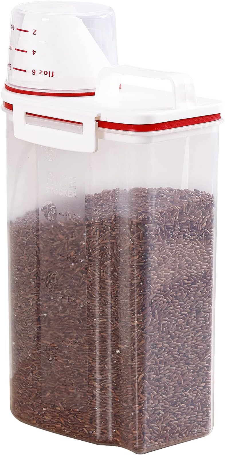 Airtight Rice Storage Bin Cereal Containers Dispenser,2-3lbs BPA Free Plastic Dog Cat Food Storage Container for Small Pet (Red)