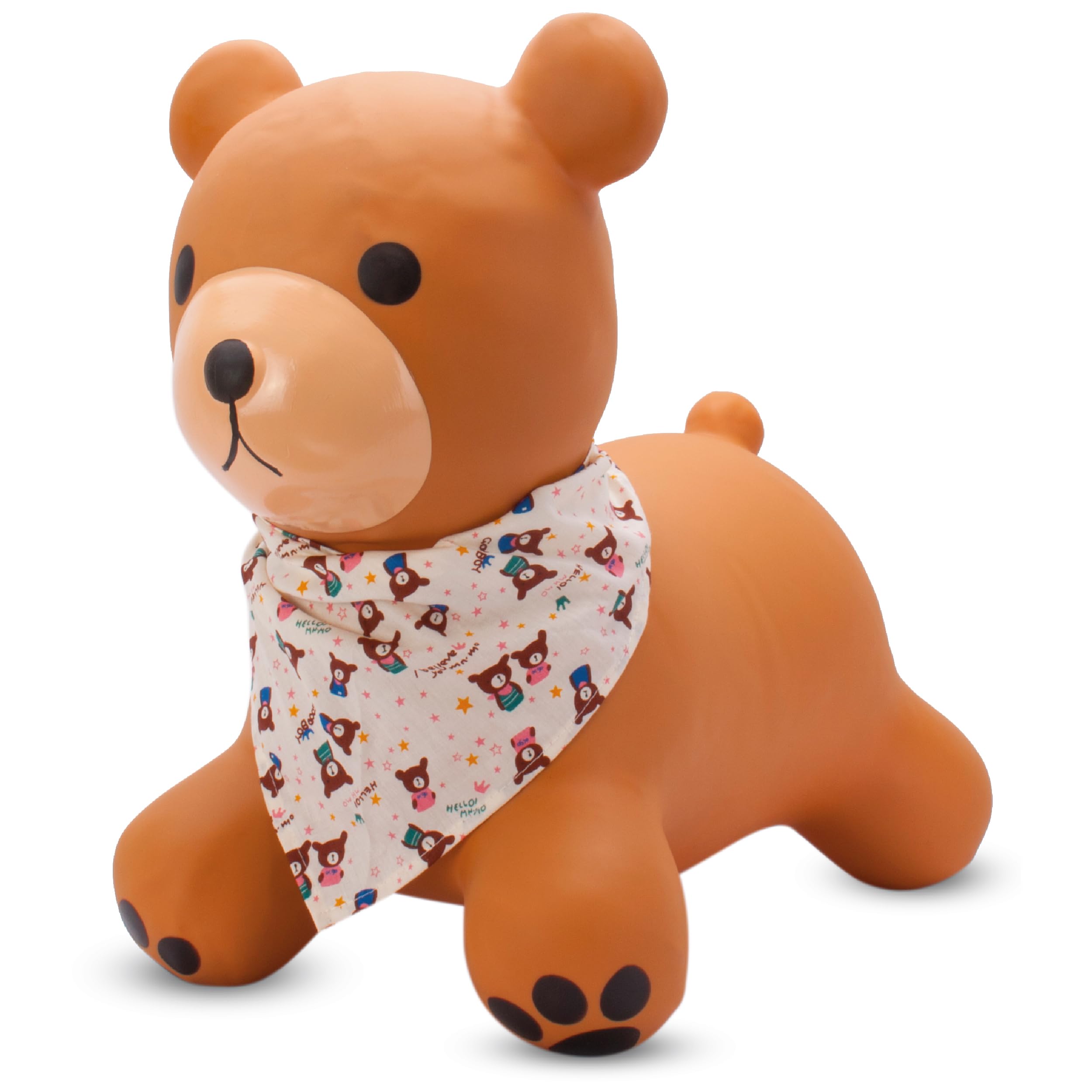 SUN BABY Saltador Hinchable para Niños hasta 45 Kg sin BPA, de 1 año, Pelotas saltarinas para niños (Oso marrón con pañuelo)