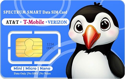 Spectrum Smart Data Only SIM Card: for Security Cameras, Trail Cameras, Hunting Cameras, Hotspots, Tablets, No Voice & No Text (US and EU only)
