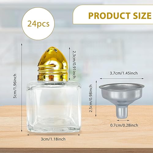 Miniatura 2 de 24 mini saleros y pimenteros con herramienta de embudo de 0.5 onzas, mini tarros de condimentos de vidrio para cocina, restaurante, viajes, hogar,