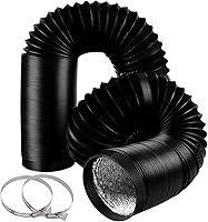 YIJUHOU 4-Inch Dryer Vent Hose 26FT Flexible Aluminum Duct with 2 Clamps - 4-Layer Heavy Duty for HVAC, Exhaust, Grow Tents Black