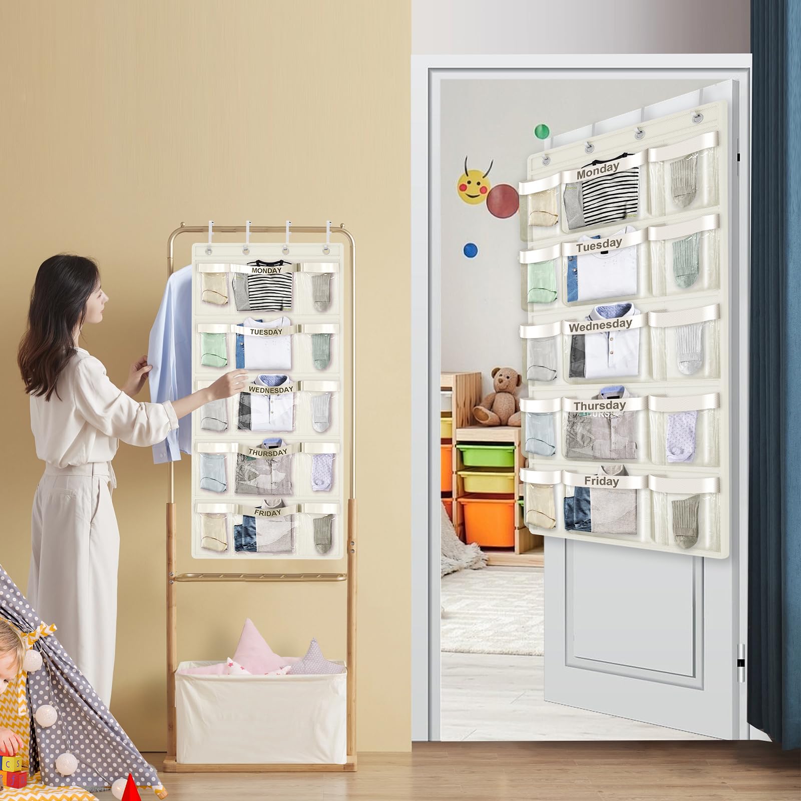 Snapklik.com : VERONLY Weekly Hanging Closet Organizer For Kids,Day Of