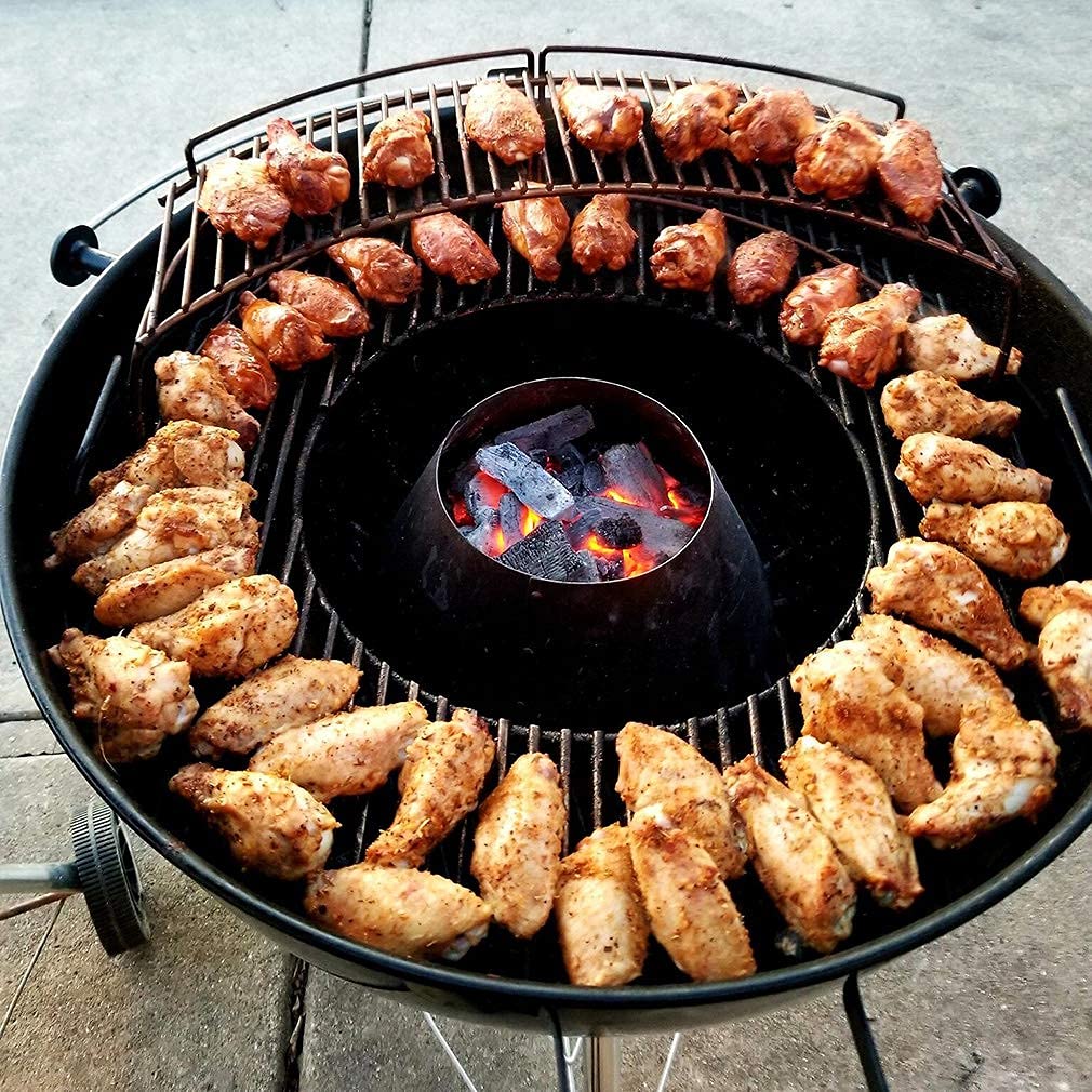Soporte para briquetas de carbón de acero inoxidable, cono de parrilla de carbón para barbacoa Whirlpool Vortex para hervidor Weber de 22 pulgadas/26 pulgadas, ahumador WSM, parrillas de 6