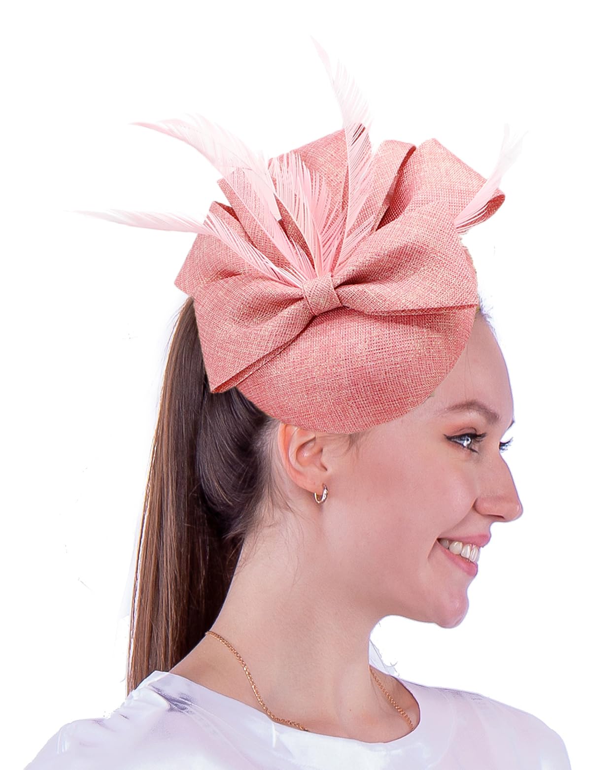 Biruil Fascinators Hat for Women Girls Sinamay Flower Feathers Tea Party Cocktail Headband Hair Clip