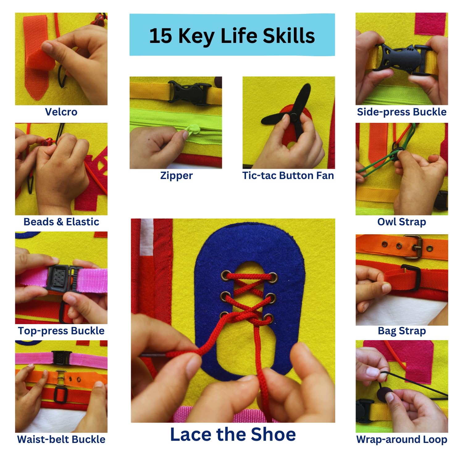 Seraphina Life Skills Busy Board Book | Montessori Toy | Preschool Educational Sensory Book | Travel Toys | Educational Toddler Activities for 1 2 3 4 Y Old Boys & Girls - Image 2 thumbnail