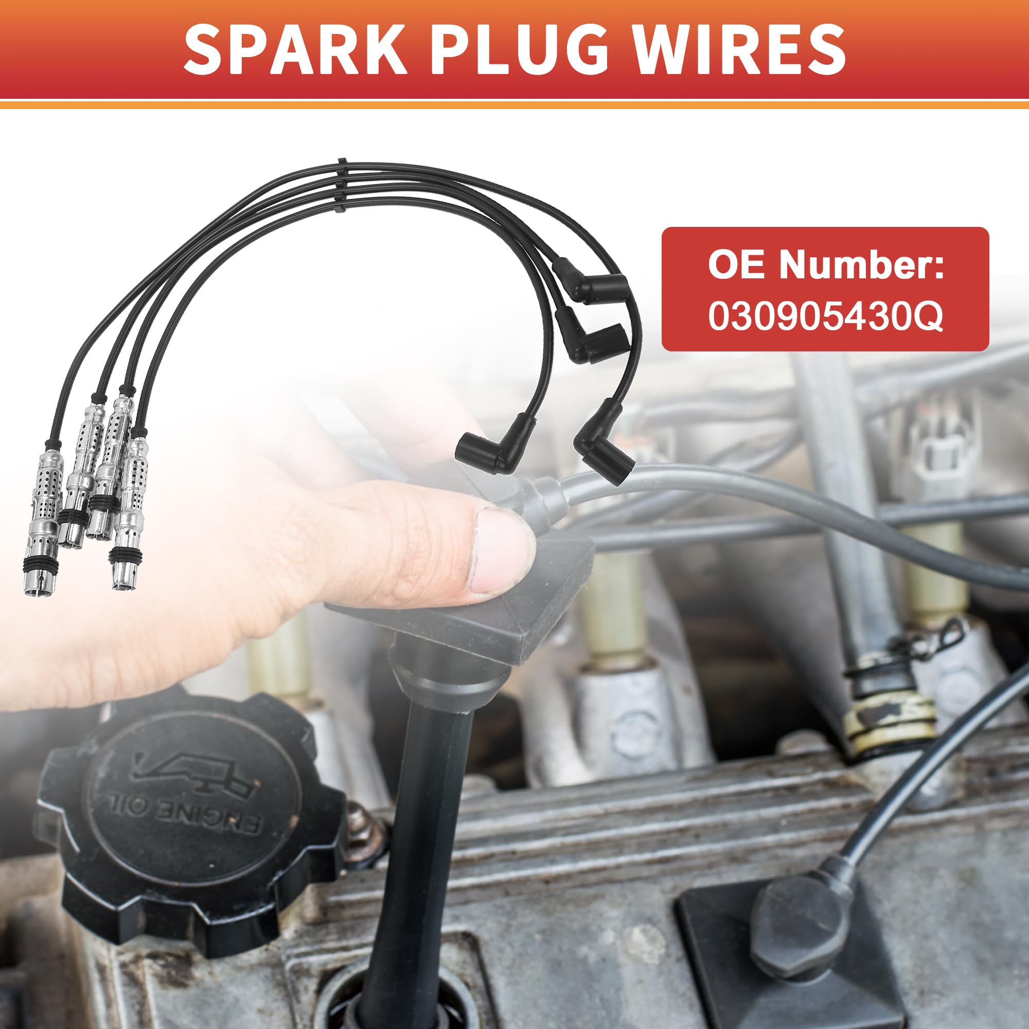 QUARKZMAN Cable De Bujía De Bobina De Encendido De Automóvil Arnés De Cable De Bobina De Encendido Apto Para VW Polo Classic 60 1.4 (1995-2006) 44Kw No. 030905430Q - Paquete De 4