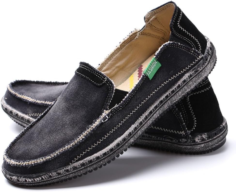 VILOCY Mens Slip on Deck Shoes Casual Canvas Loafers Beach Boat Shoes Zero Drop Vintage Flat - Image 8