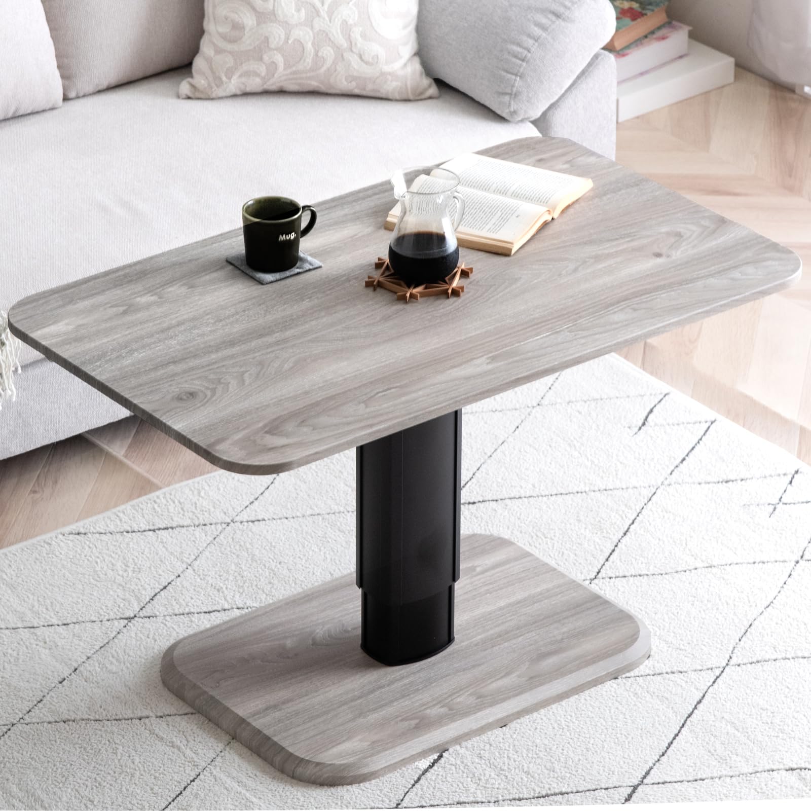 Amazon｜タンスのゲン 昇降式テーブル 幅100cm 長方形 無段階 高さ調節