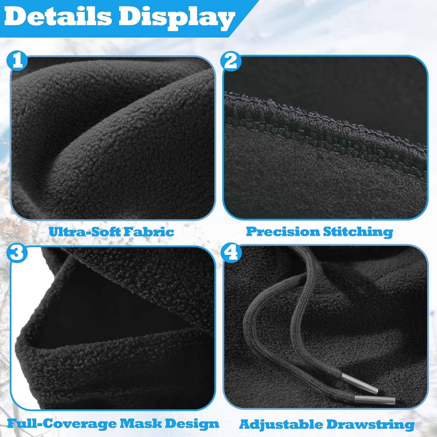 Kids Balaclava Winter Hat Set, Fleece Ski Face Mask with Touchscreen Anti-Slip Warmer Gloves for Boys Girls 3-8 8-16Y - Image 2