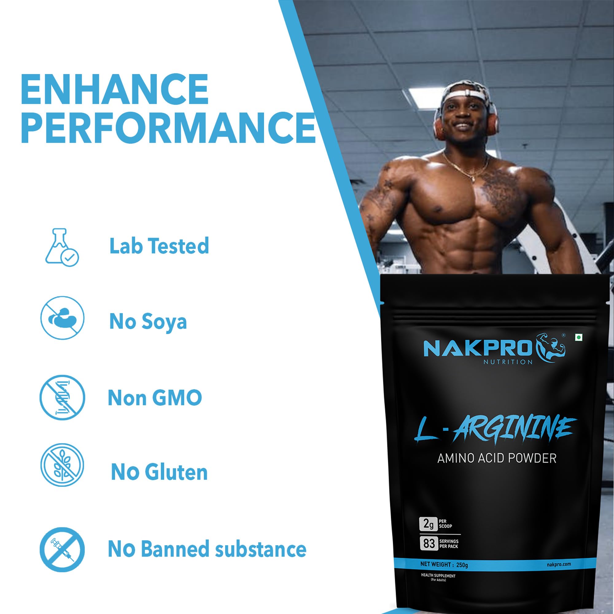 NAKPRO NUTRITION L-Arginine | 100g, TangyOrange | 2g L-Arginine, 1.8kcal Energy | Pre Workout Amino Acid 3