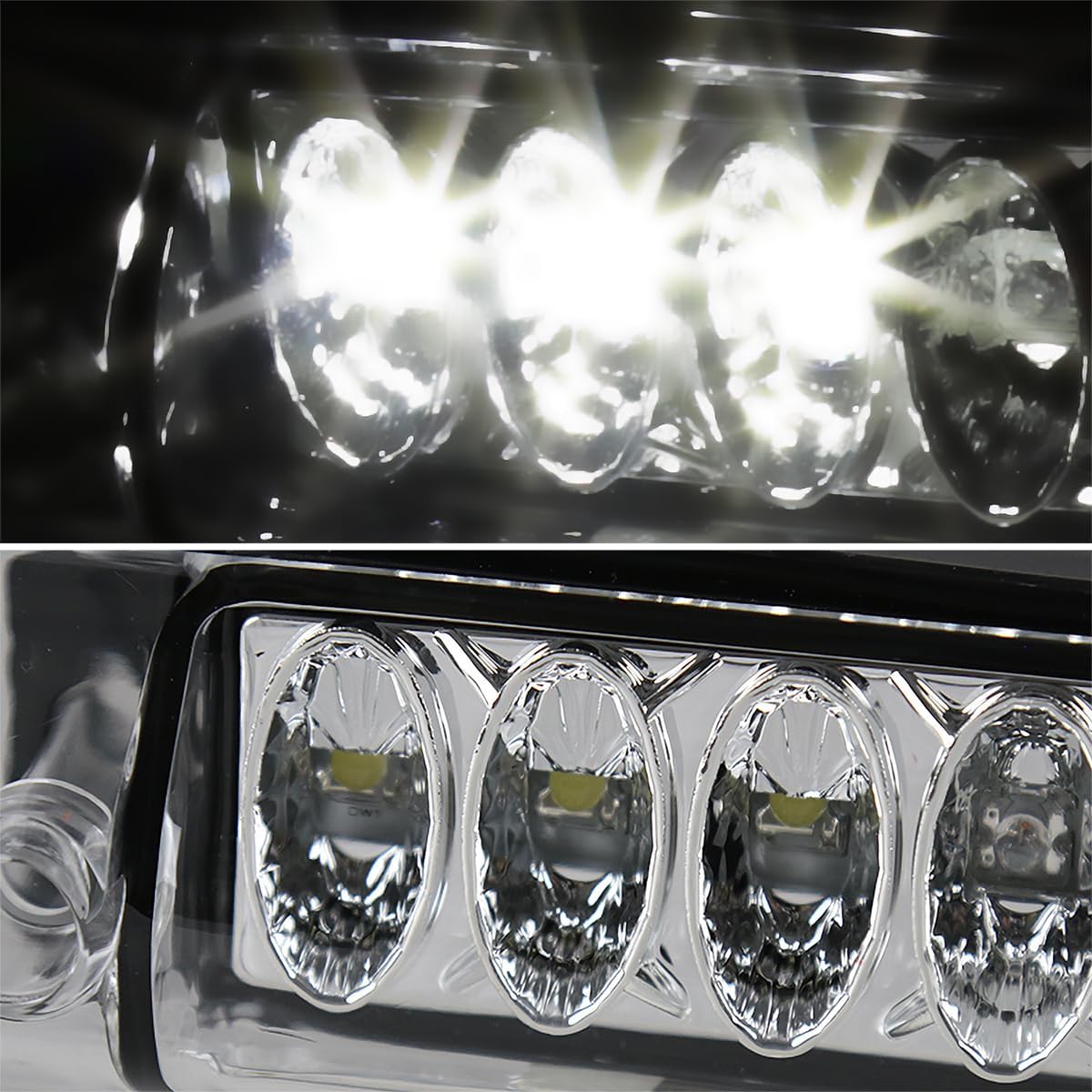 SPEC-D TUNING LED Chrome Clear 3rd Brake Light Compatible with 1997-2003 Ford F-150, 2004 Ford F-150 Heritage, 1998-1999 Ford F-250, 2002 Lincoln Blackwood