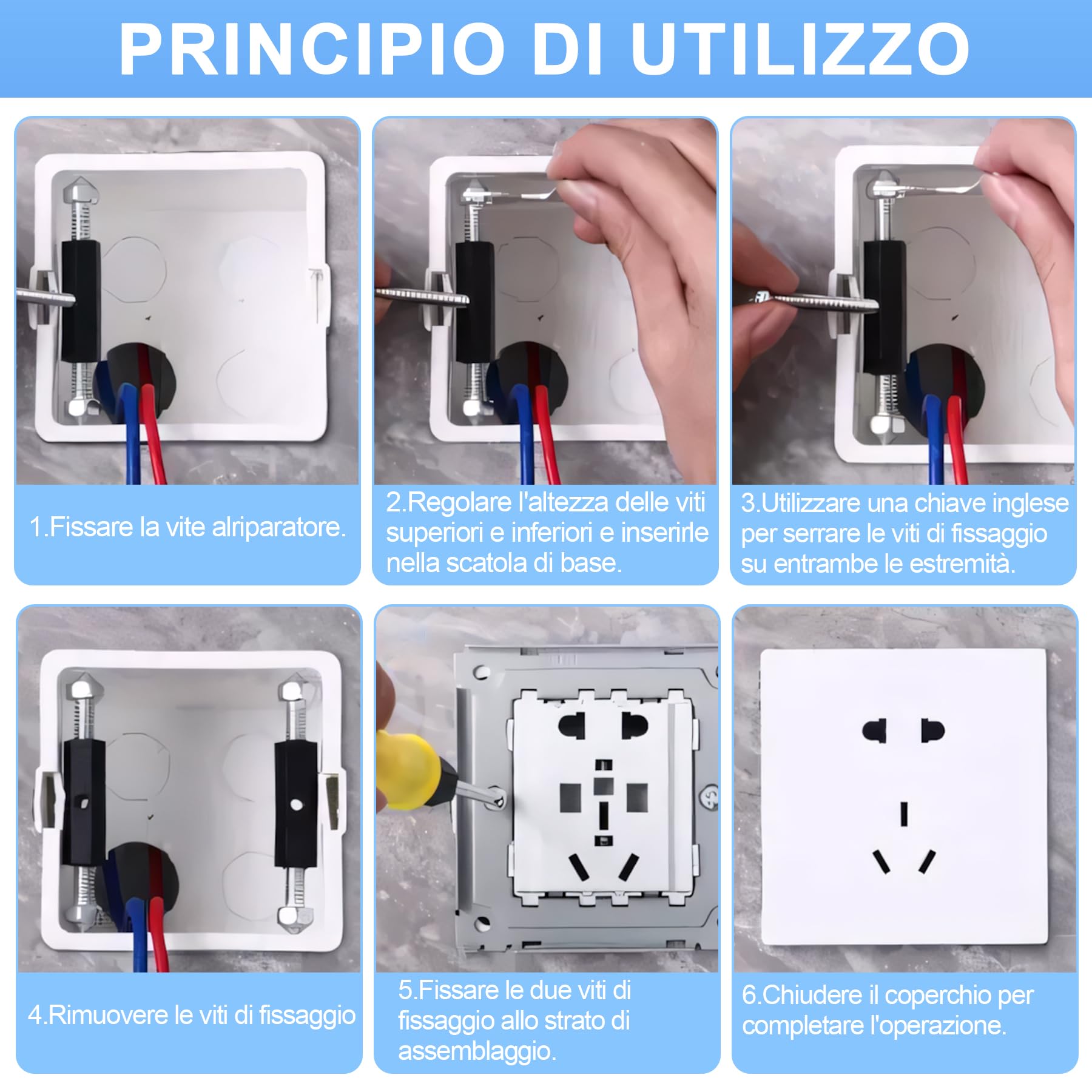 10 Set Riparazione Scatola Elettrica Tipo 118 – Asta di Supporto per Cassetta di Derivazione Esterna, Accessori per Elettricista, Kit Ripristino Scatole e Parti Elettriche