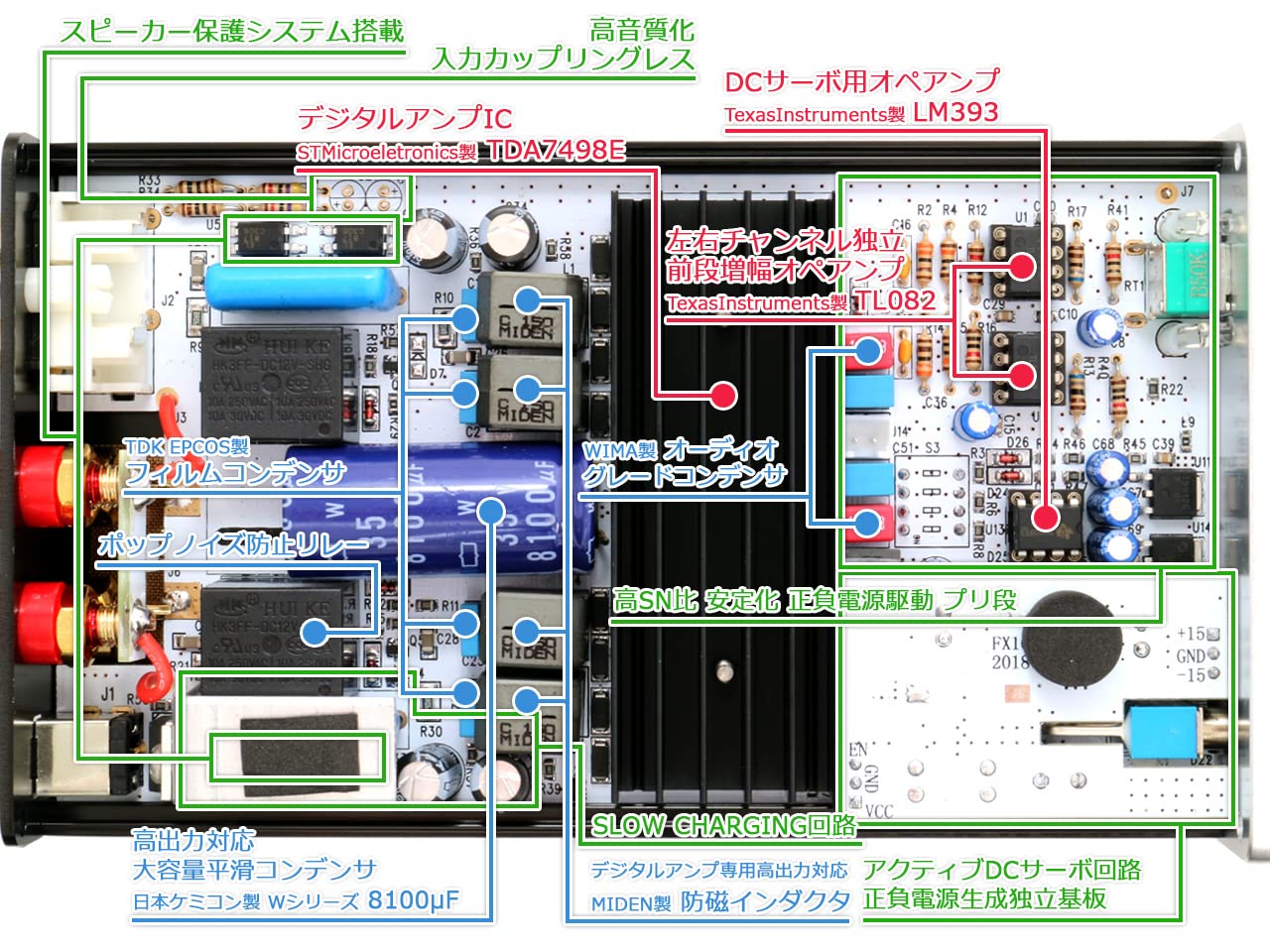 DIECOK DA-F10008R ステレオアンプ カーオーディオ - カーオーディオ