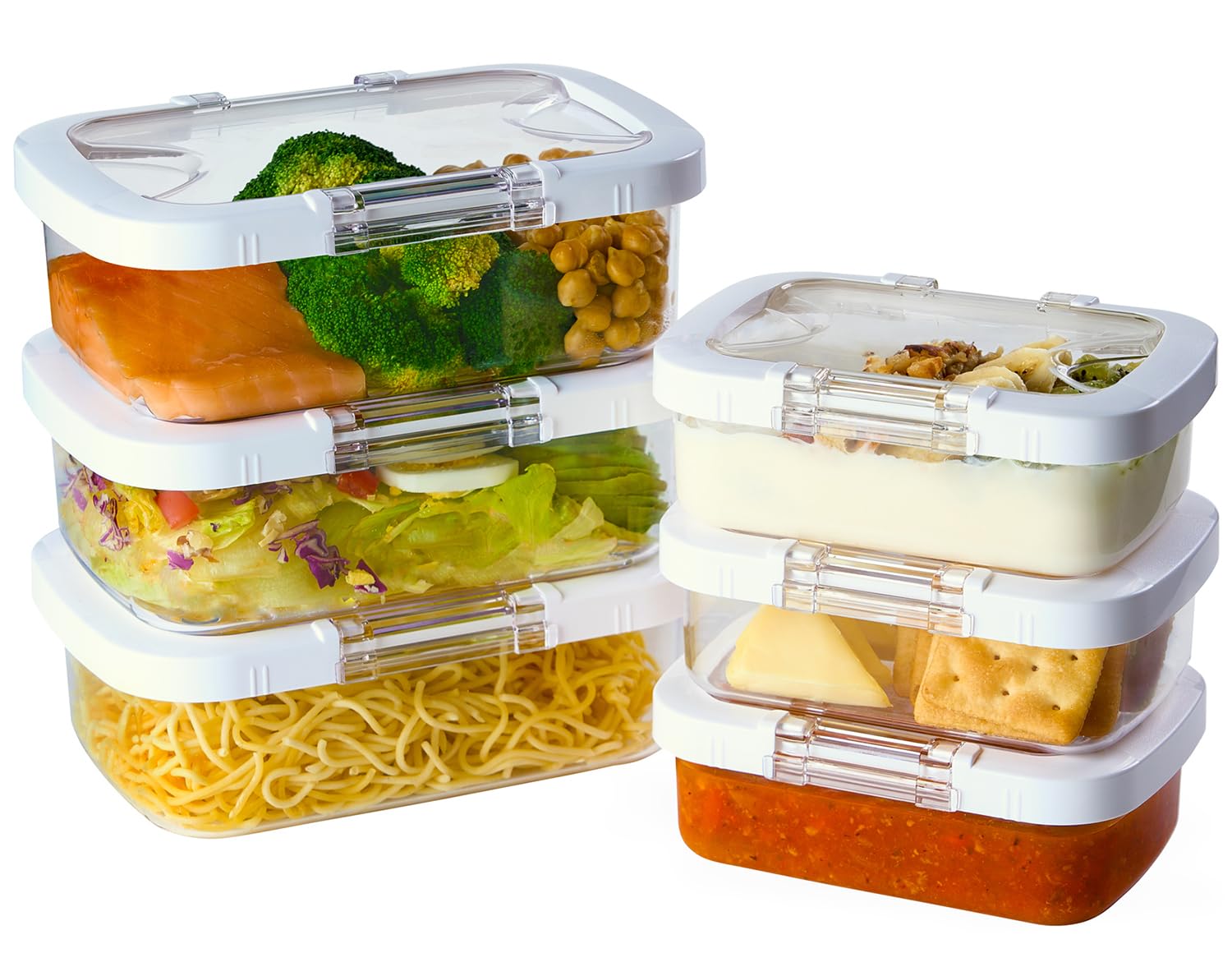 Felli Duo Loc Frischhaltedose mit Deckel, luftdicht, für Kühlschrank, Mikrowelle, Gefrierschrank, fleckenfrei, wiederverwendbar, für unterwegs, klein + groß, für Küche und Reisen, wöchentlicher