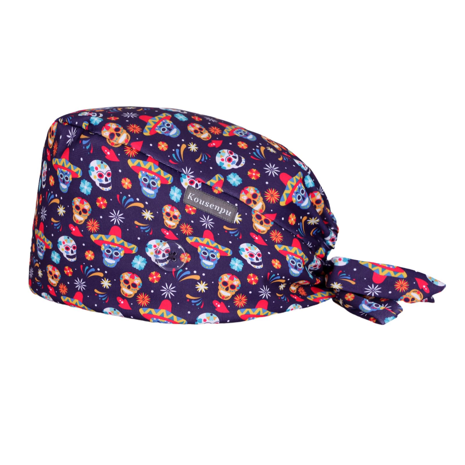 Kousenpu Scrub Cap for Men, Adjustable Surgical Hats with Buttons
