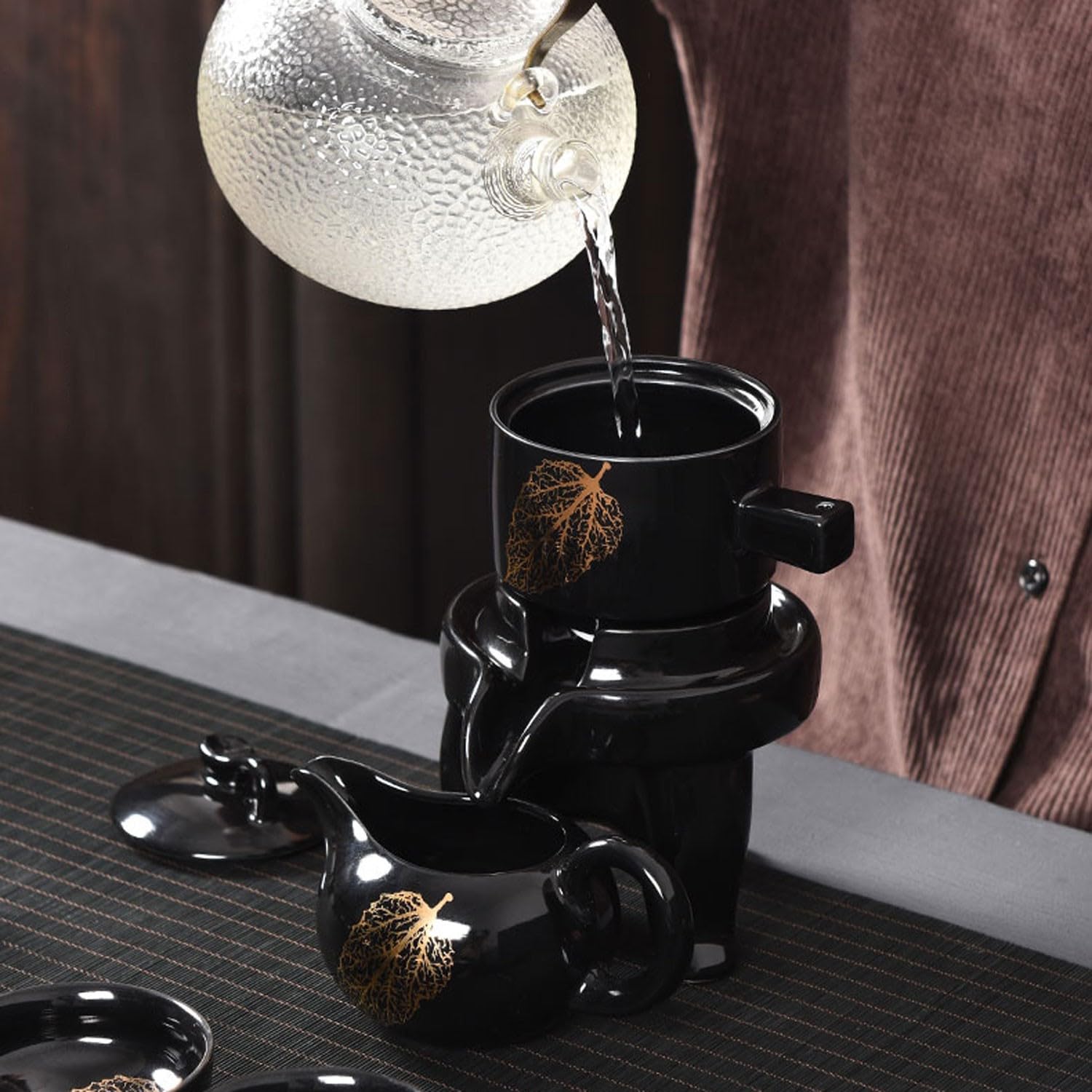 teekanne mit stövchen Matcha Tee Set Automatisches Kung-Fu-Teeset für die Teezubereitung, Artefakt zur Teezubereitung aus Graphit für den Haushalt(Color:C,Size:)