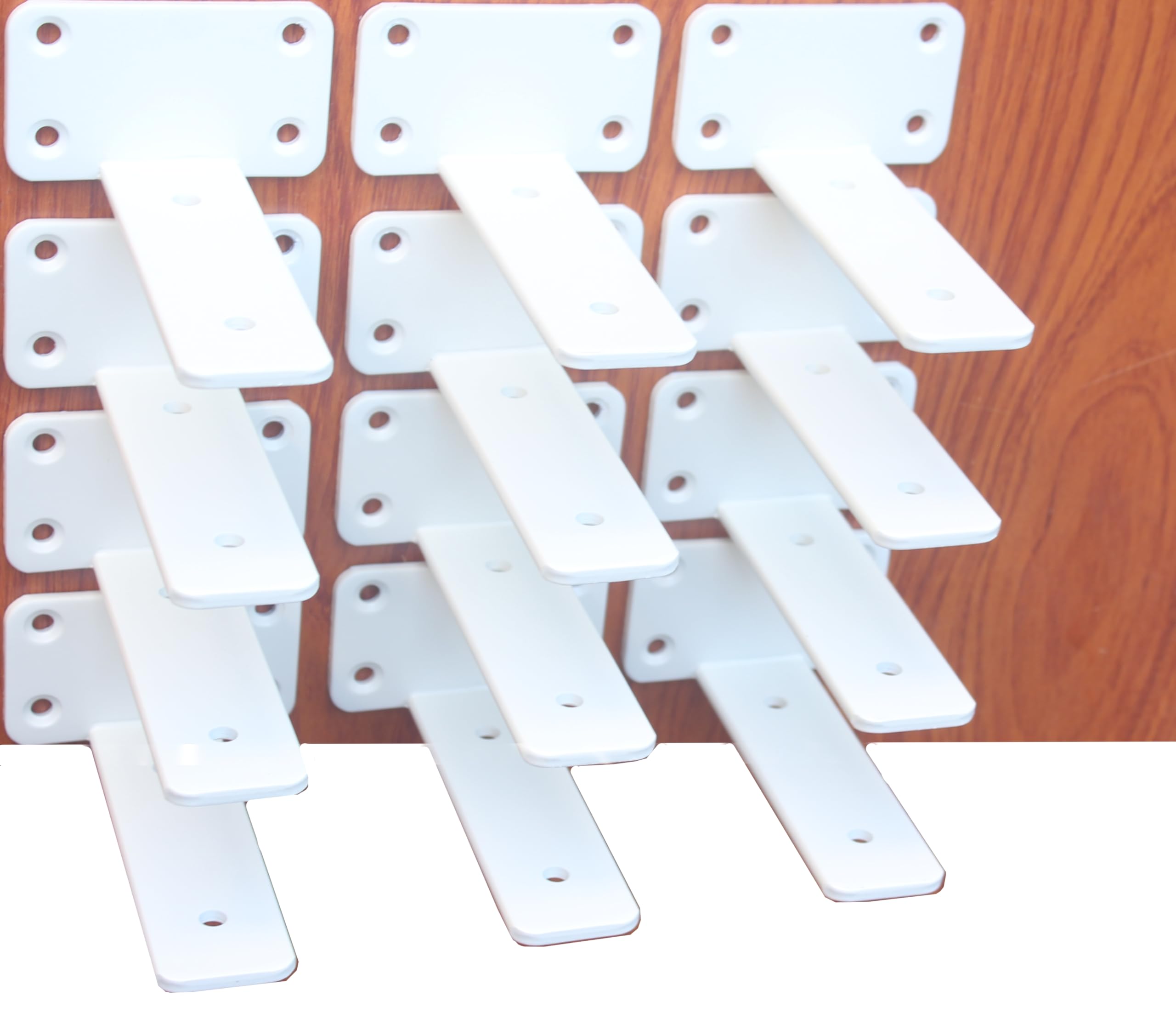 12 Pack - 5 inch White Hidden L Shelf Bracket (1/5 Inch Thicked) Iron Shelf Brackets, Metal Shelf Bracket, Industrial Shelf Bracket, Modern Shelf Bracket, Metal L Brackets for Shelves Support