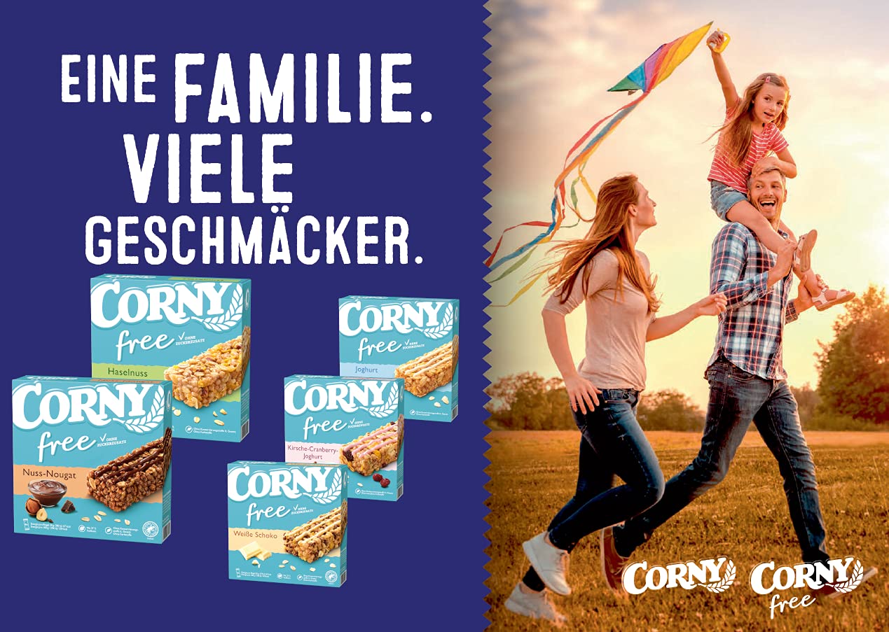 CORNY Biała czekolada, batonik na musli bez dodatku cukru, pudełko 120 g z 6 batonkami