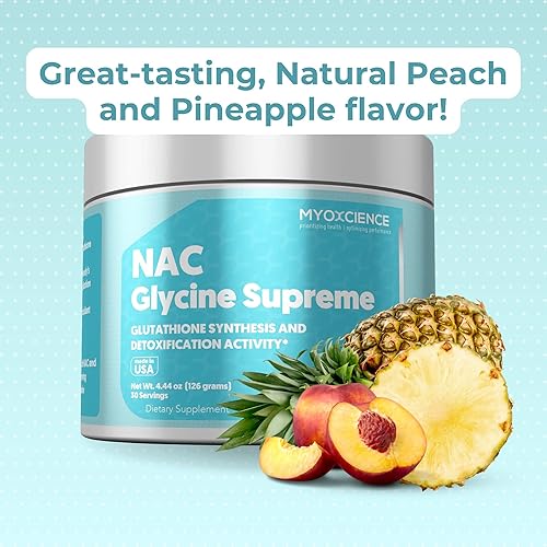 Miniatura 5 de MYOXCIENCE NAC Glycine Supreme Combinación de N-acetil-L-cisteína, glicina y taurina (sabor natural a melocotón y piña) (30 porciones)