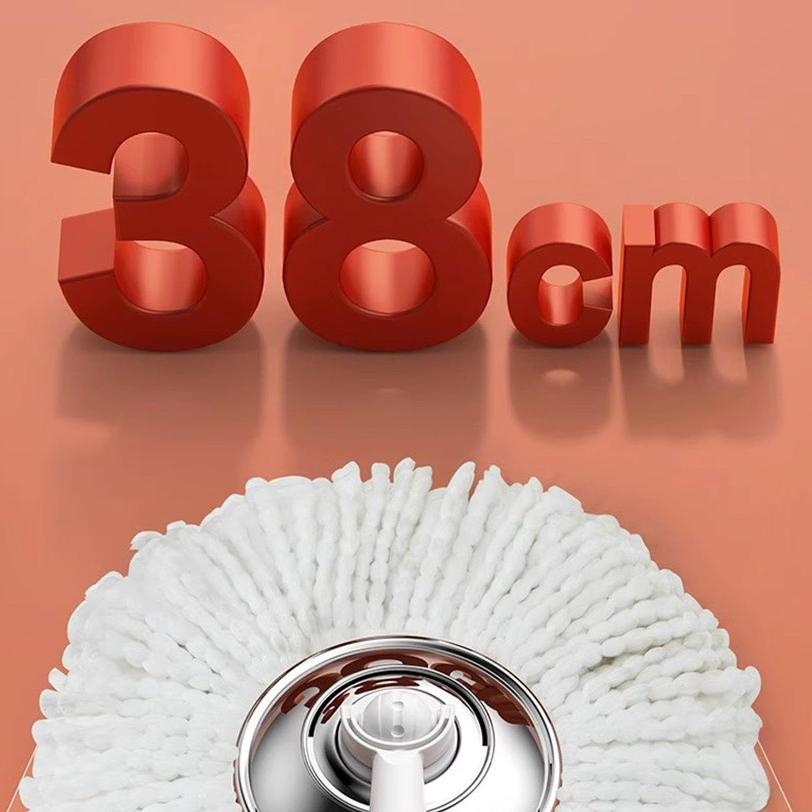 Este Juego de fregona y Cubo Giratorio de 360° con escurridor Incluye 5 recambios de Cabezales de Microfibra, 1 Cepillo para Suelos y un Sistema de fregona y Cubo Giratorio de Acero inoxidab