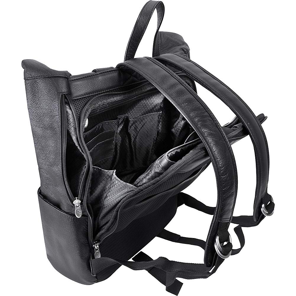 McKlein Zaino per laptop a doppio compartimento, in pelle, di medie dimensioni, nero - KENNEDY 88735