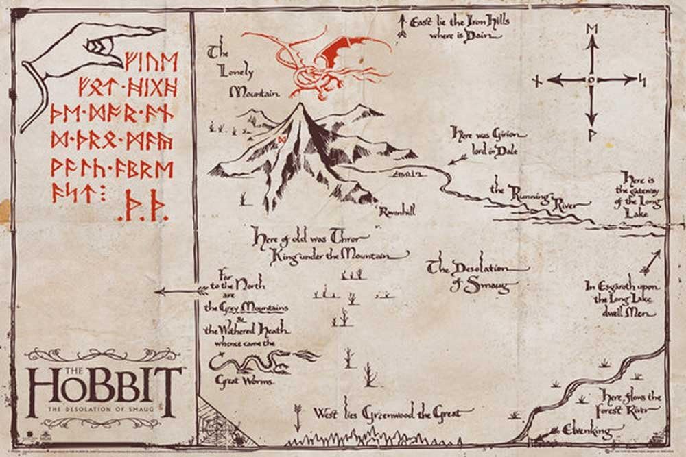 Interactive Empire Poster The Hobbit Mountain Map"Mounting Accessories multicolored