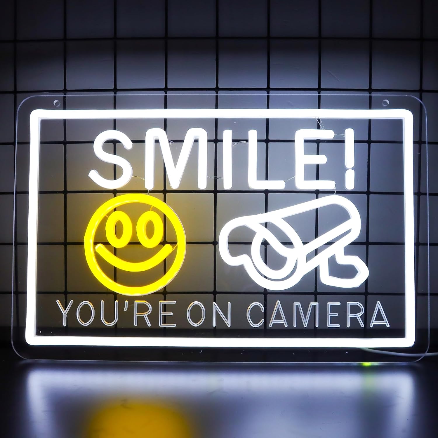 Pugna Smile You're On Camera Neon Signs for Wall Decor Neon Lights for Bedroom Led Signs Suitable for Dormitory Man Cave Christmas Gift