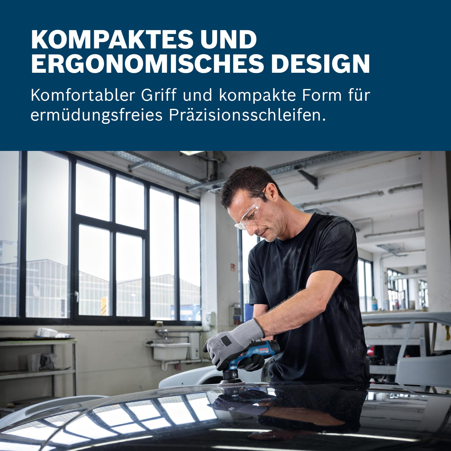 Bosch PRO 12V System Akku-Exzenterschleifer GEX 12V-32 (inkl. montiertem 77 mm Klett-Schleifteller, Schlüssel)