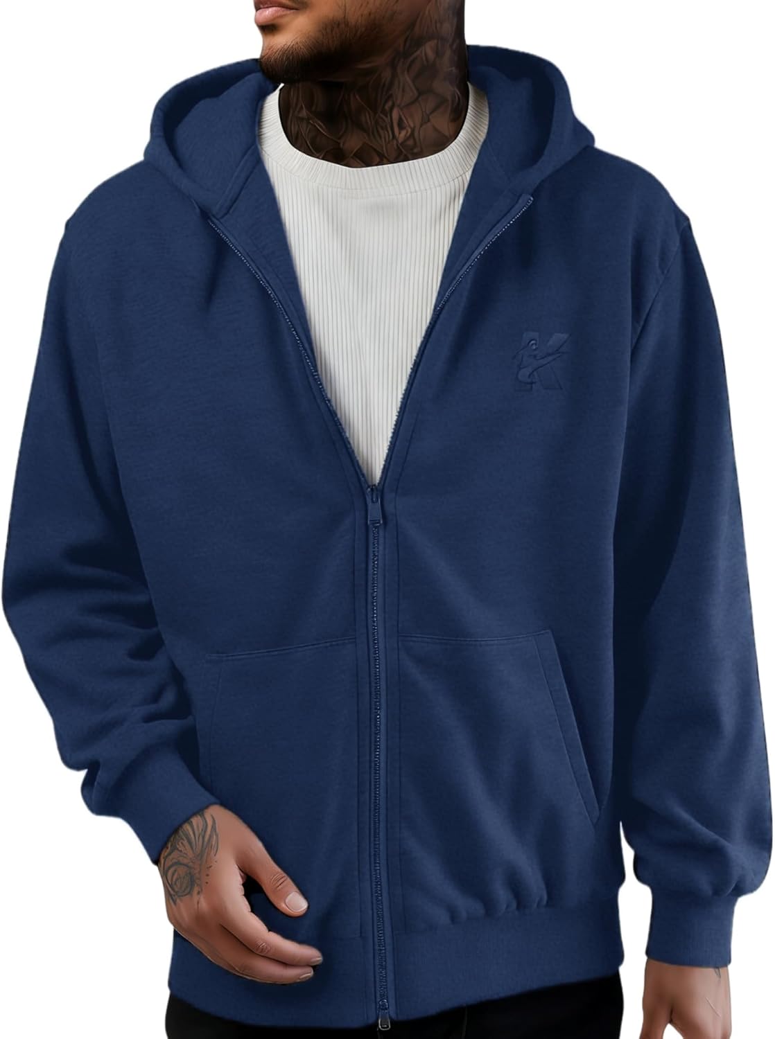 Men's Full zip Hoodie Cotton Long Sleeve Casual Sweatshirt Pullover Sweatshirts Heavyweight Athletic Hoodies