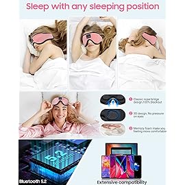 LC-dolida Sleep Headphones, Sleep Mask Bluetooth Wireless Music Eye Mask, Sleeping Headphones for Side Sleepers Sleep Mask with Bluetooth Headphones Ultra-Thin Stereo Speakers Perfect for Sleeping