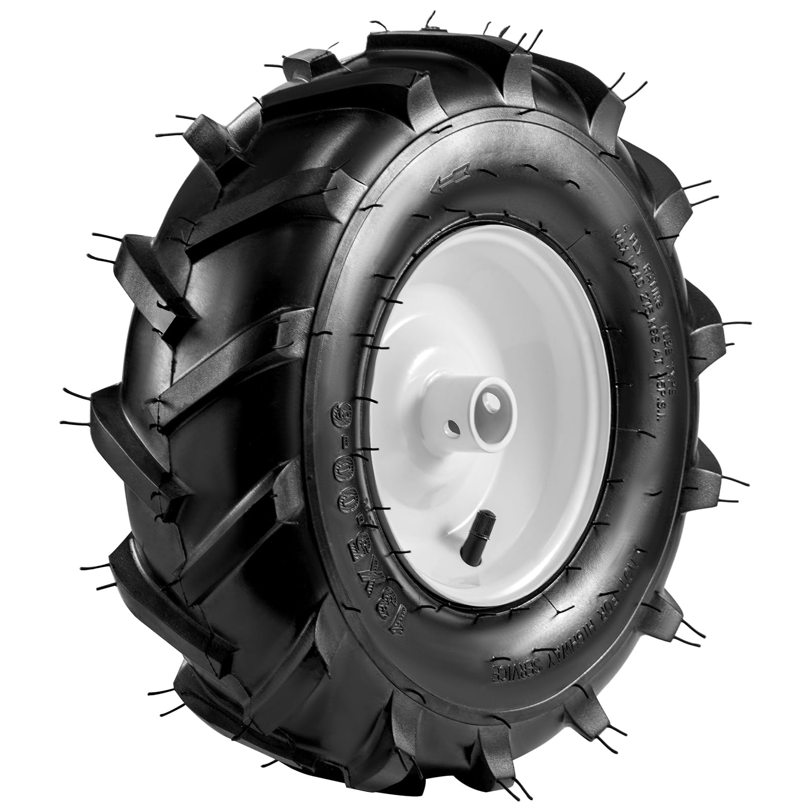 Pneu et roue de cultivateur 13x5.00-6" 2 Emballage à moyeu de 1 pouce et longueur de moyeu centré de 3-1/8 pouces, pneu de remplacement agricole à super crampons pour tracteur et trancheuse