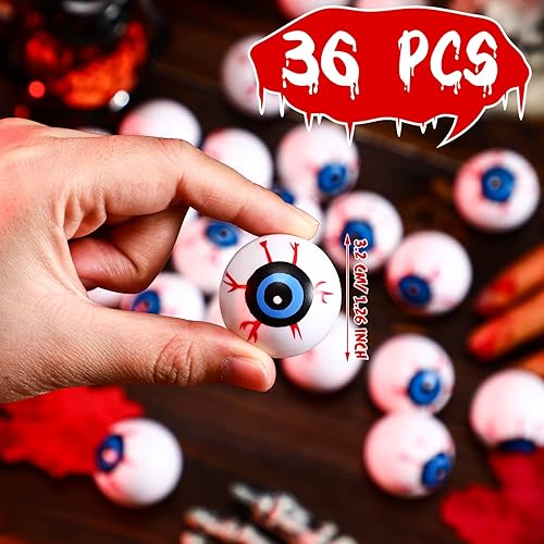 Miniatura 2 de Zubebe 36 globos oculares de plástico para Halloween, globos oculares rebotantes para Halloween, bolas huecas falsas, recuerdos de fiesta de