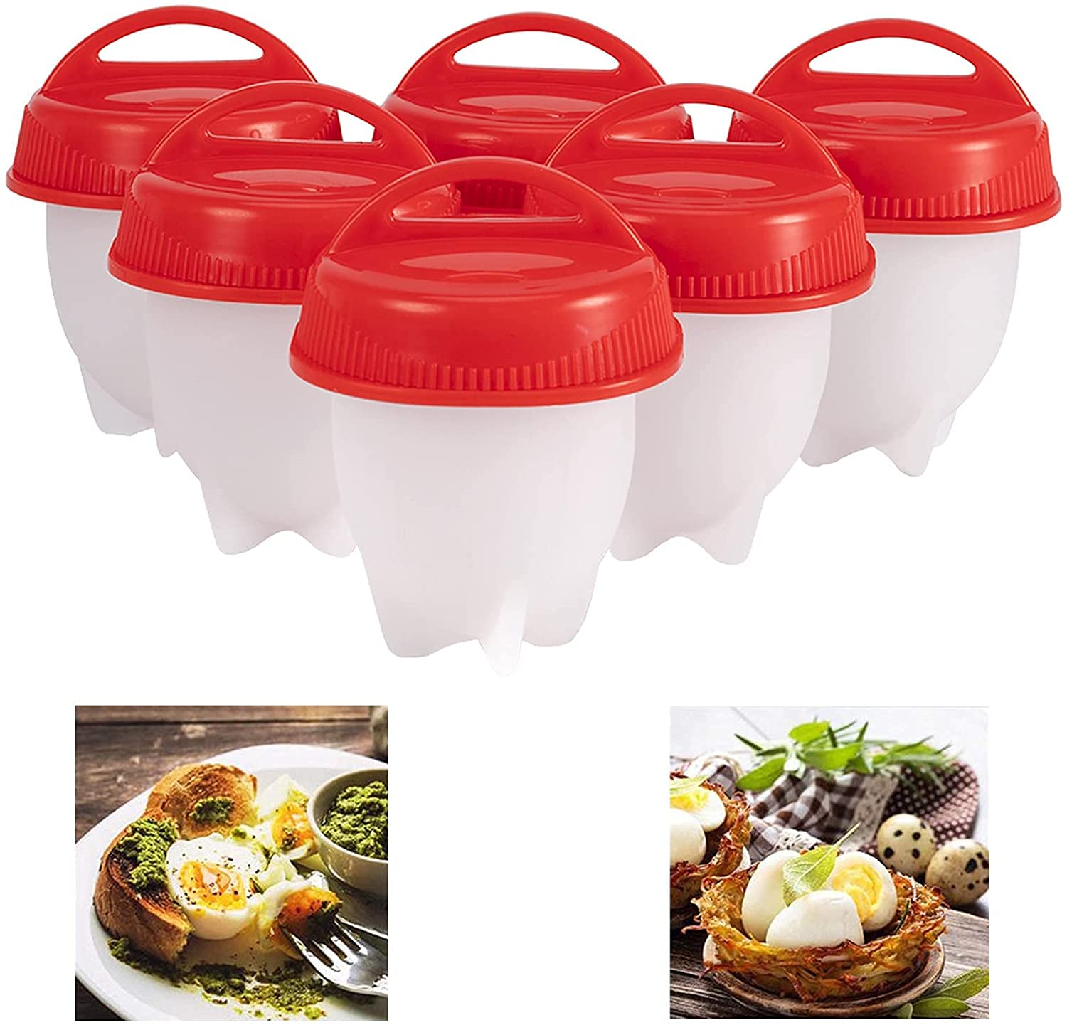 Styxon Silicone Egg Cooker, Hard Boiled Egg Maker 6 Pieces Silicone Egg Poachers, Boiled Egg Cooker without Shell, BPA Free Non-Stick Egg Poacher, Fast Poaching Egg Cooker for Hard Boiled Eggs