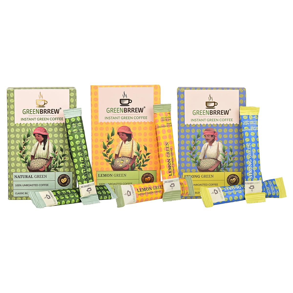 Greenbrrew Natural Green [60g] | Lemon Green [60g] | Strong Green [60g] | 20 Servings Each