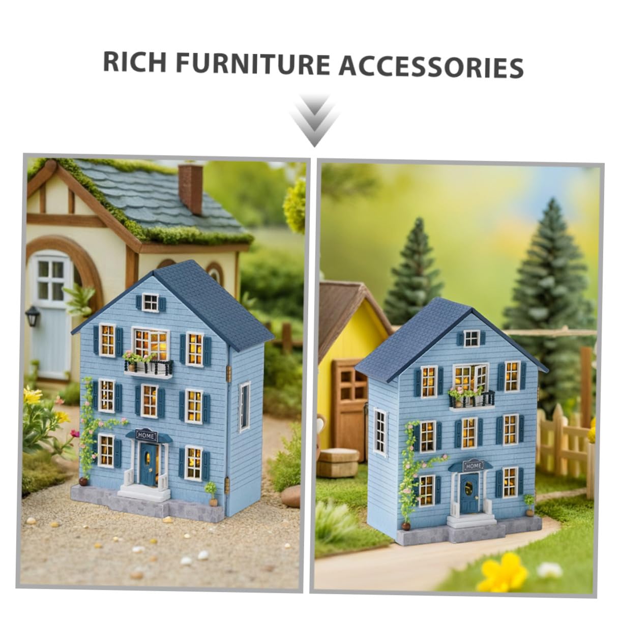 Kit per Casa delle Bambole in Miniatura in Legno con Mobili Set Fai da Te Robusto e Portatile per Decorazioni Natalizie e Lavoretti Creativi Regalo per e Appassionati