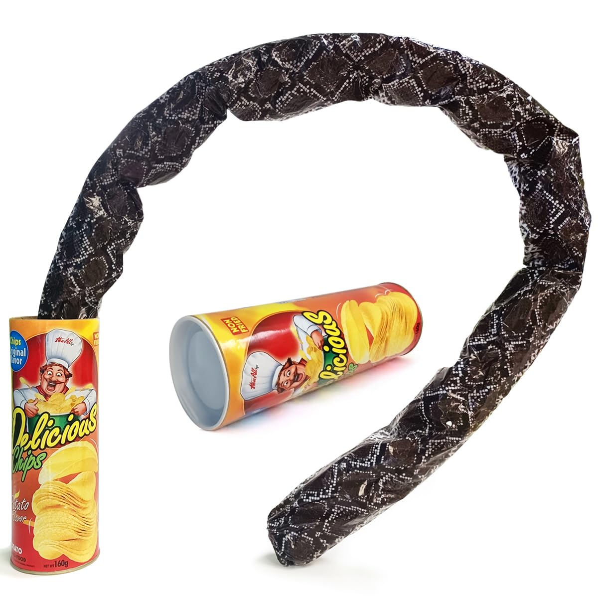 Blppldyci The Potato Chip Snake Can Jump Spring Snake Toy Gift April Fool Day Halloween Party Decoration Jokes in A Can Gag Gift Prank Large Size (Potato Chip Style)(1pcs)
