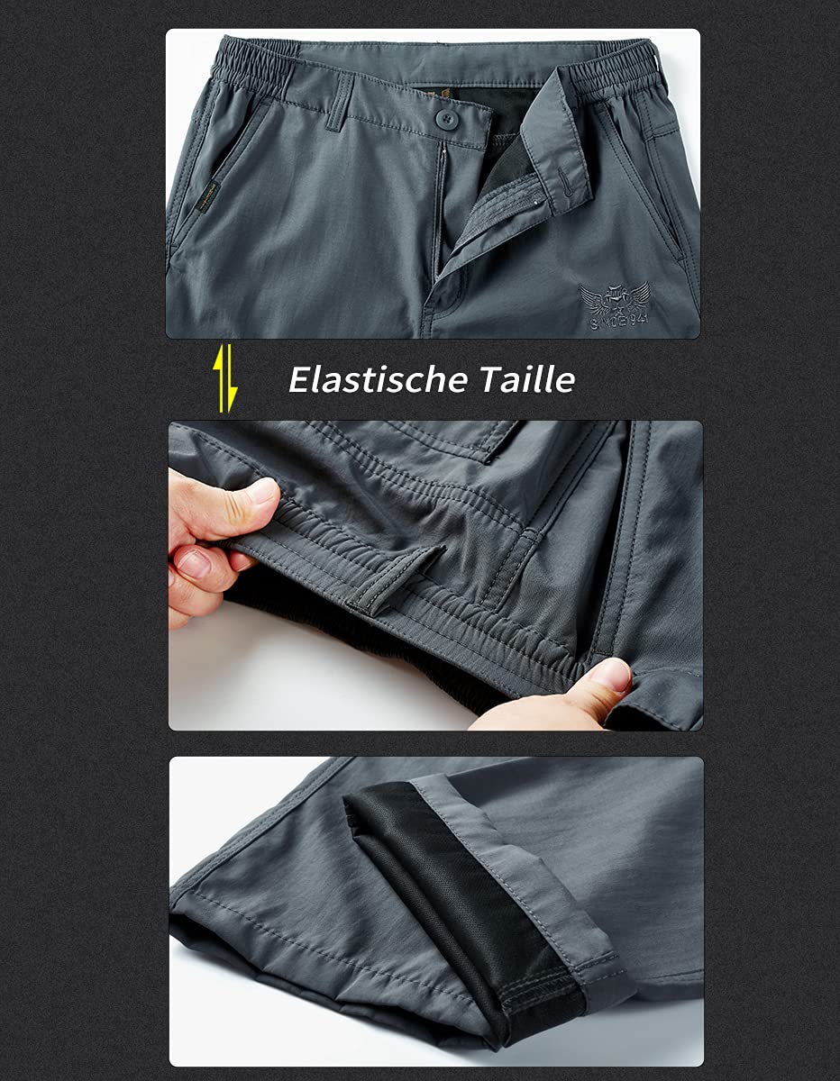 Homme Pantalon de Travail Cargo Randonnée Tactique Militaire Outdoor Escalade Pantalons Léger Respirant Imperméable Chasse avec Multi-Poches