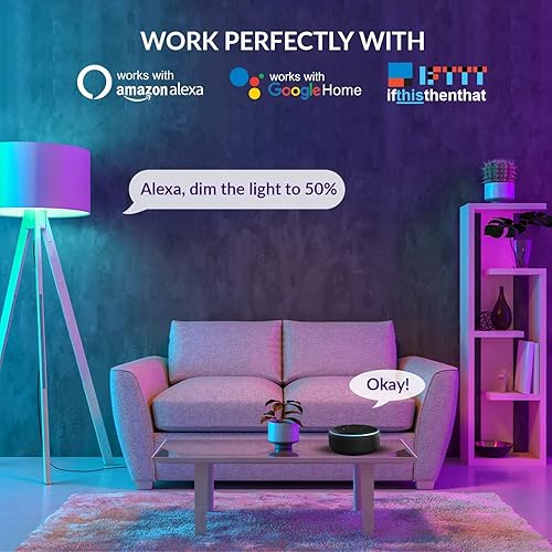 Miniatura 2 de Himalayan Glow Bombilla LED, RGB que cambia de color y regulable, bombilla multicolor de control WiFi de 9.5 vatios, compatible con Alexa, Google