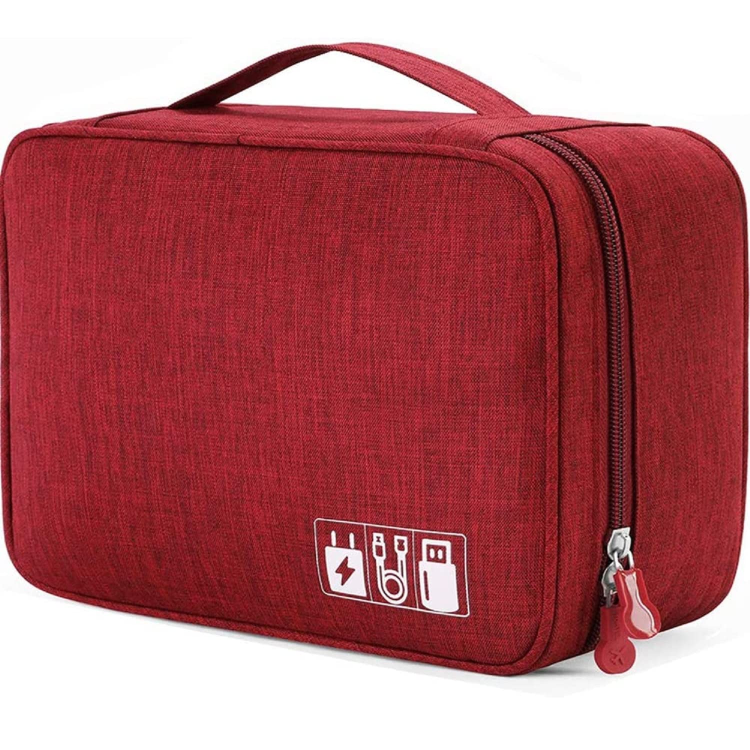 EZLOOT Multi functional Electronic Accessories Bag, Digital Organizer Case, Travel Storage Pouch for Cable, USB, Earphones, Portable Hard Drives, Power Bank (Red)-image-12