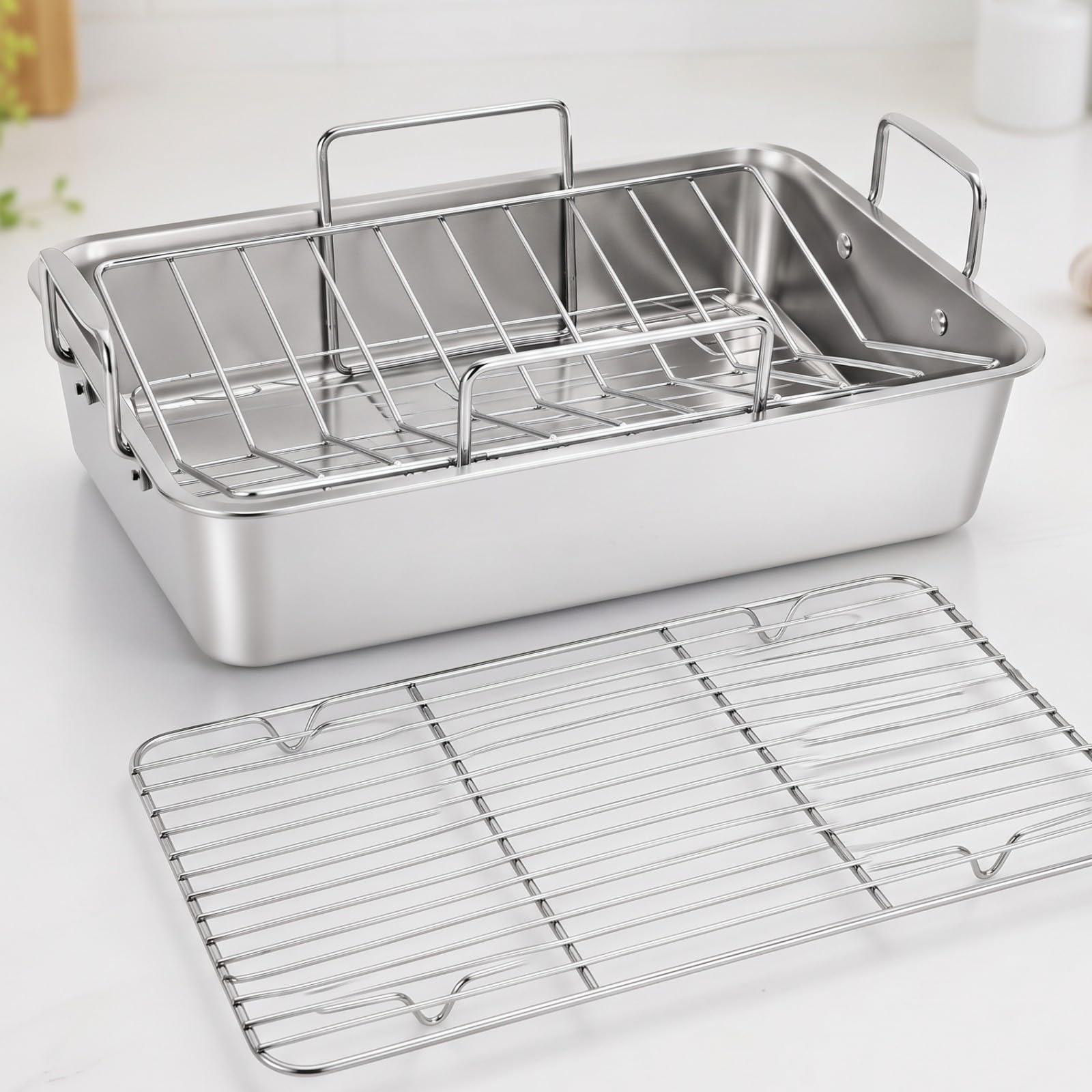 Sharplace Rejilla para Enfriar Acero Inoxidable | profunda, Rustira con Rejilla en V, Resisn Al Óxido, Enfriamiento, para Cocina