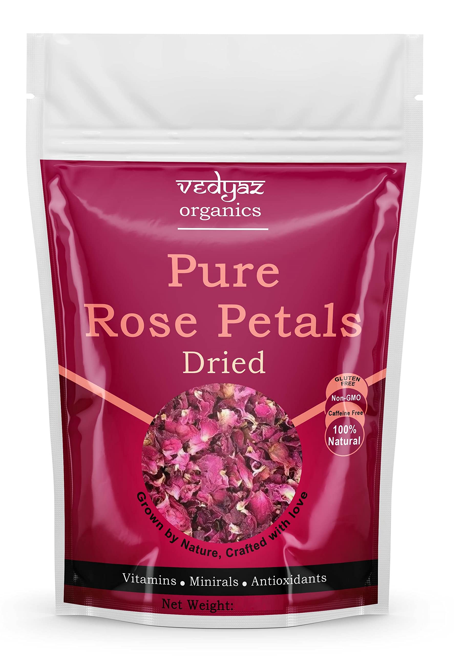 Vedyaz Organic Pure Organic Rose Petals Herbal Tea Leaves 50 gm - 100% Natural Sun dried Rose Flower tea, Fresh Crop (B0BQ733HW8) Amazon Price History, Amazon Price Tracker