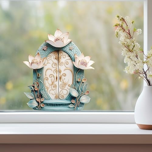 Miniatura 3 de Hermosa decoración de casa de jardín de loto - Adhesivo de pared para puerta de hadas