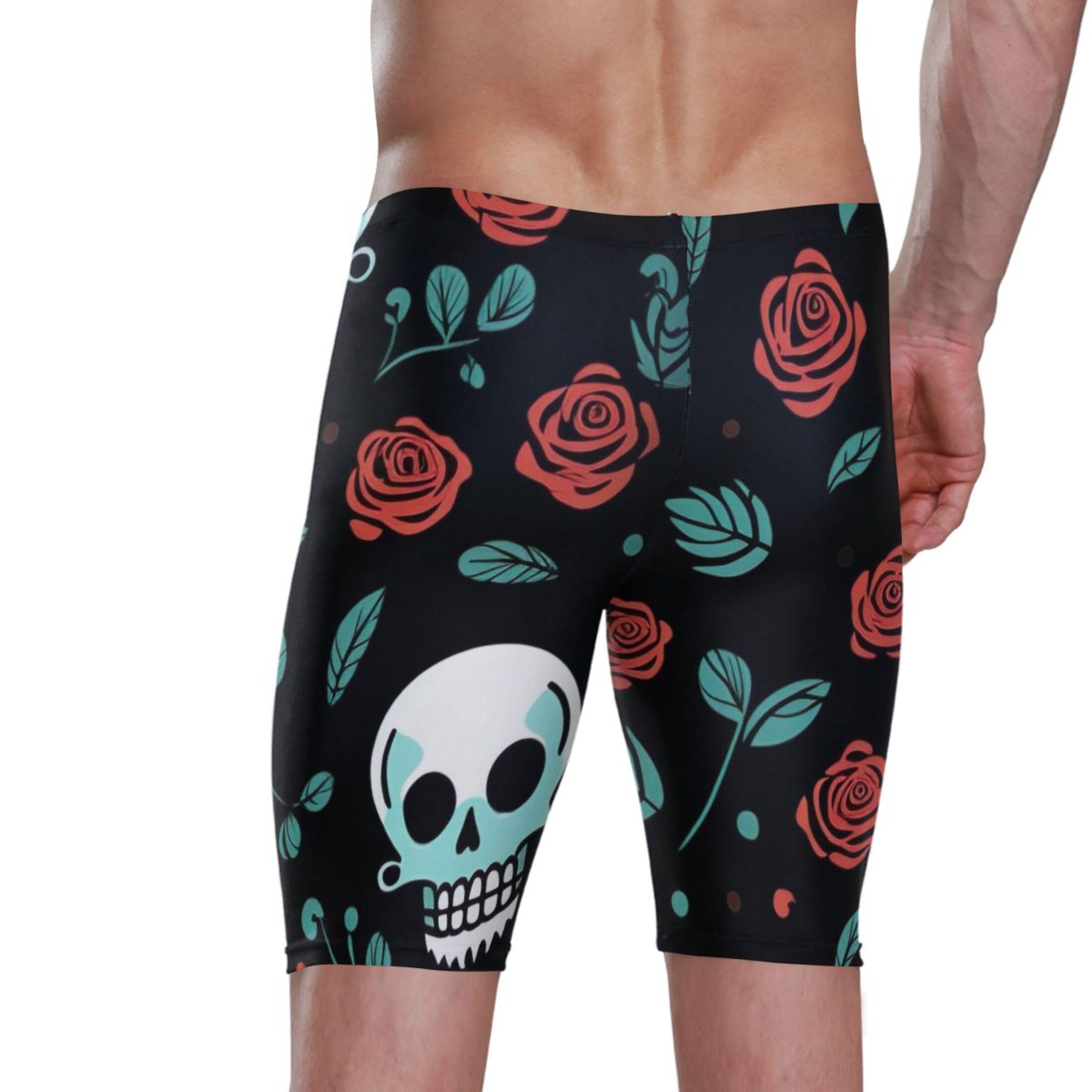 Sugar Skull Flowers Men's Swim Jammers Racing & Training Swimsuit Fast, Flexible,Comfortable XXXL B0400685