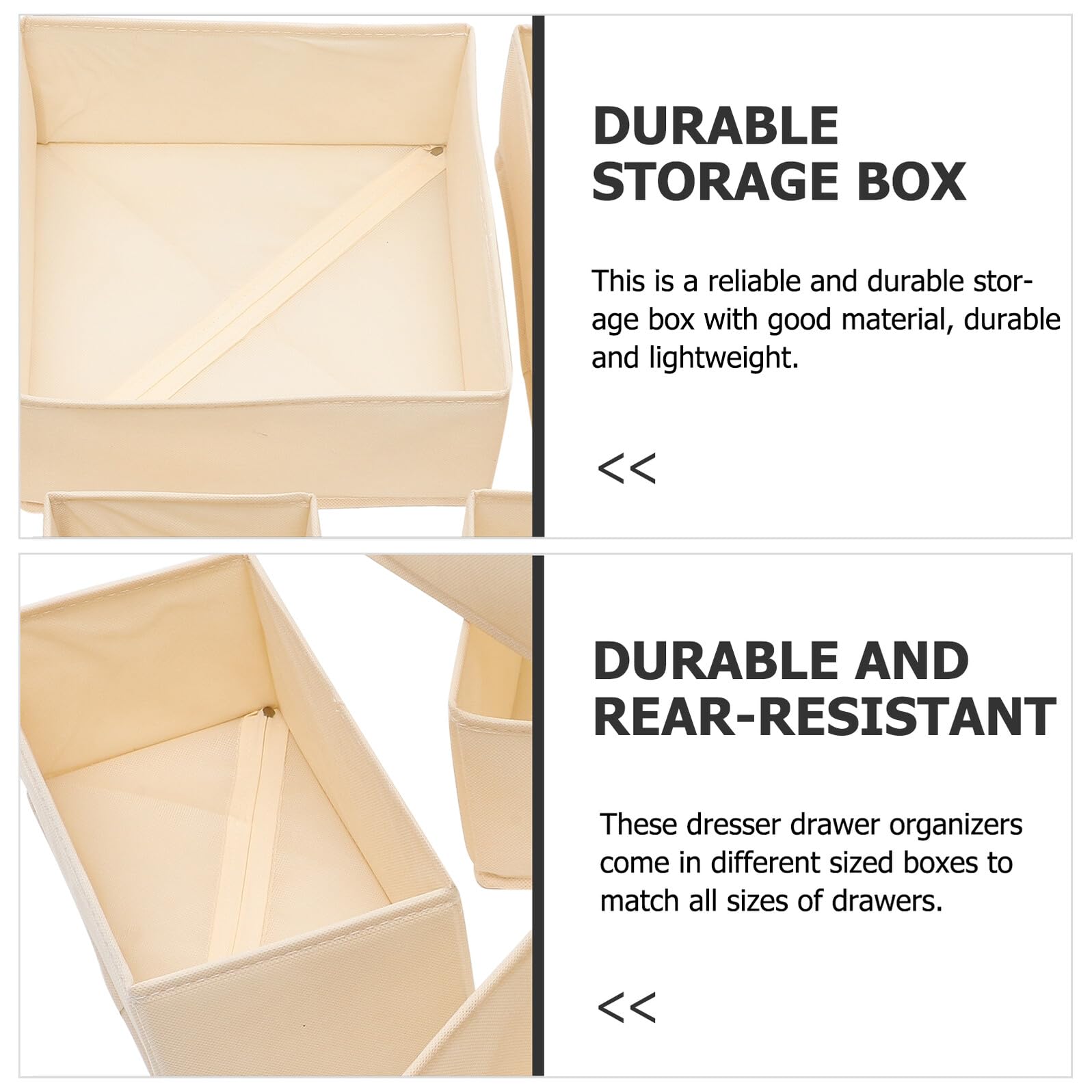 TEHAUX 6 Stück Schubladen Organizer aus Karton mit Reißverschluss Verschleißfest Aufbewahrungsbox für Unterwäsche Socken und Bhs Multifunktional für Kommode und Kleiderschrank